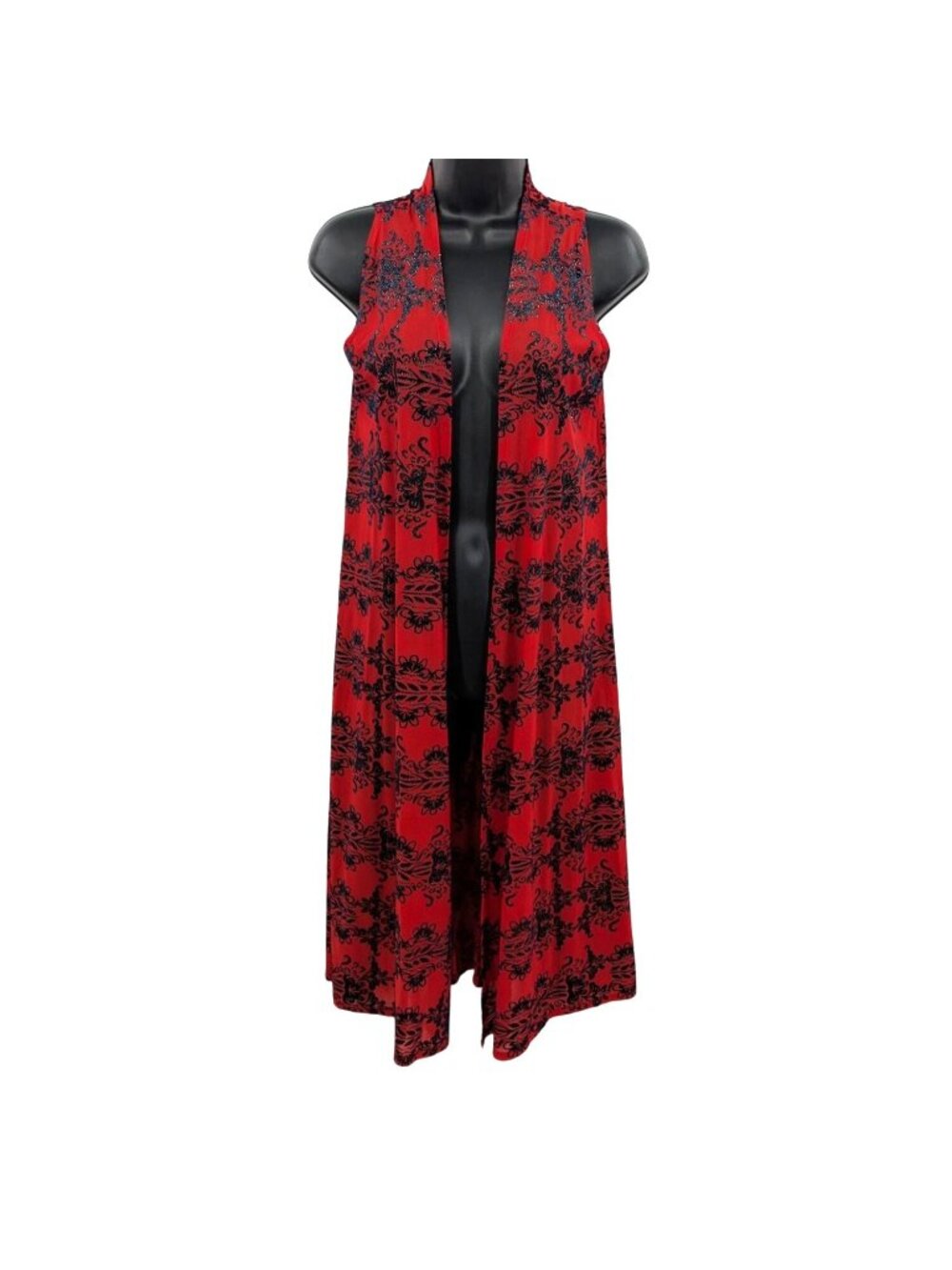 Mesh Velvet Burnout Duster Cardigan Sleeveless Whimsigoth Open Front‎ Y2K Small